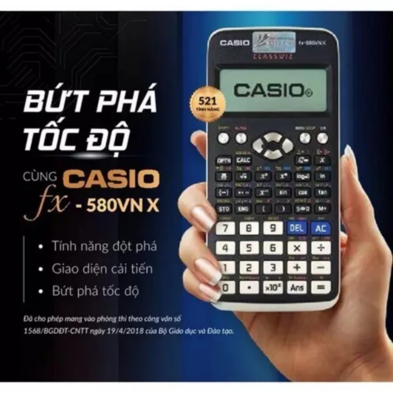 Máy Tính Casio FX-580VN X Dành Cho Học Sinh Cấp 2 Cấp 3 .Máy Tính Casio FX 580VN X . Màn hình LCD Độ