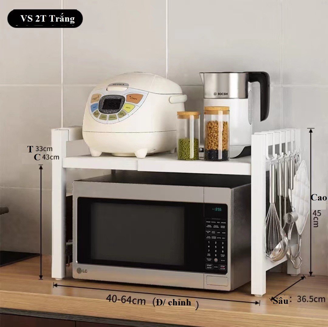 Kệ Lò Vi Sóng Kích Thước Có Thể Điều Chỉnh Thông Minh 2/3 Tầng-Kệ Để Lò Vi Sóng Kệ Để Đồ Nhà Bếp Đa 