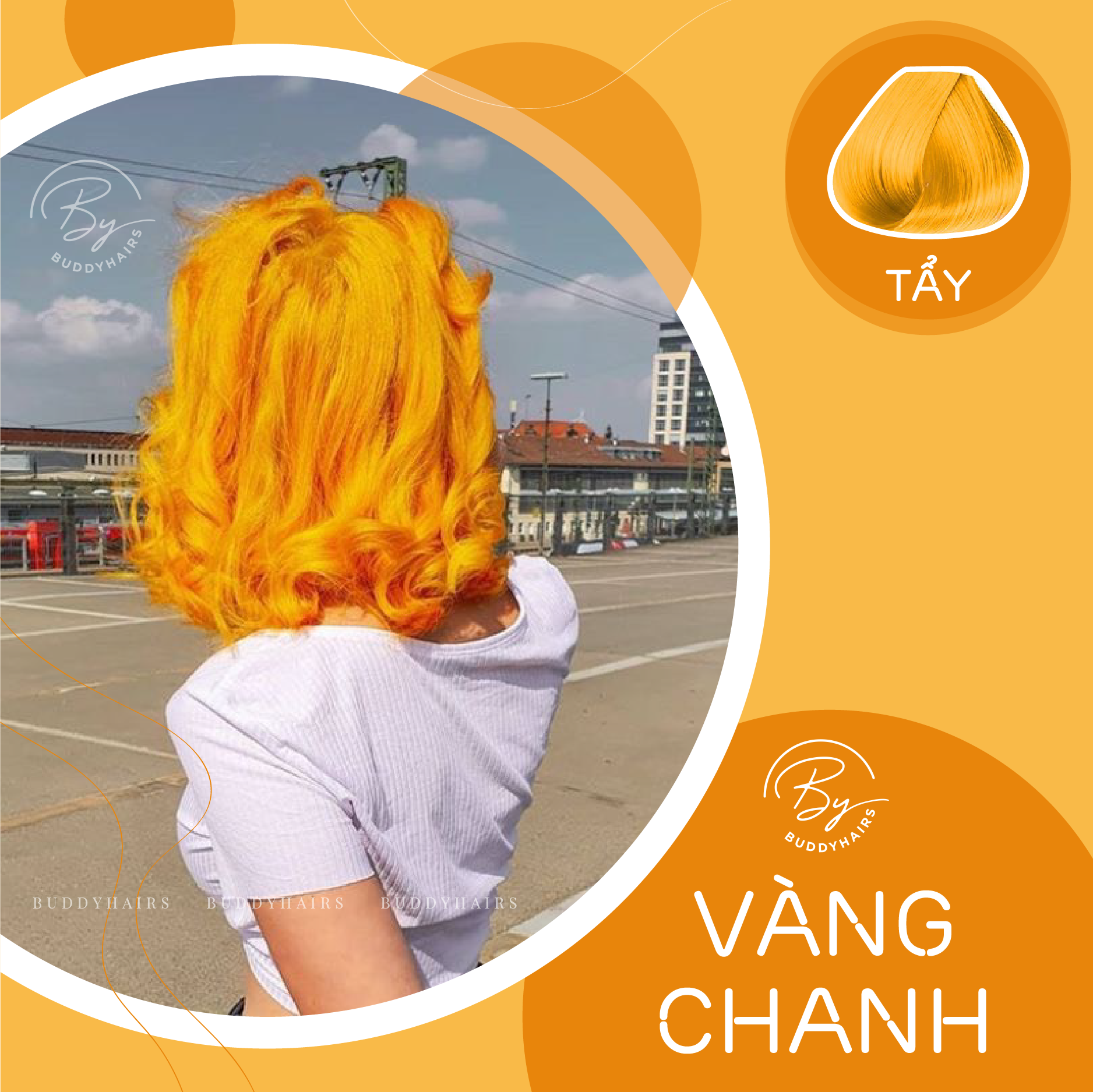 Thuốc nhuộm tóc màu Vàng chanh rực rỡ cần dùng Thuốc tẩy tóc sản phẩm độc quyền tại Buddyhairs Buddy.hairs TẶNG KÈM trợ nhuộm  găng tay  mũ trùm đầu  1 thuốc tẩy bé 50K