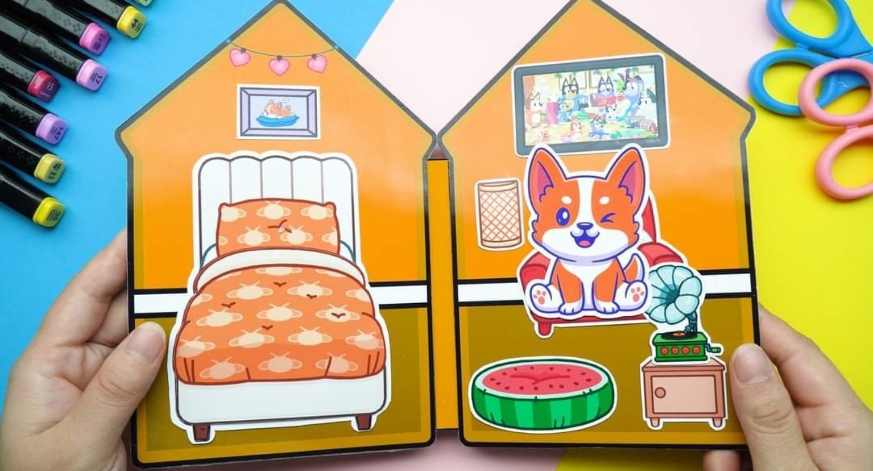 CandyHome Paper - Búp Bê Giấy Ngồi nhà Búp bê giấy bóc dán dành cho bé gái