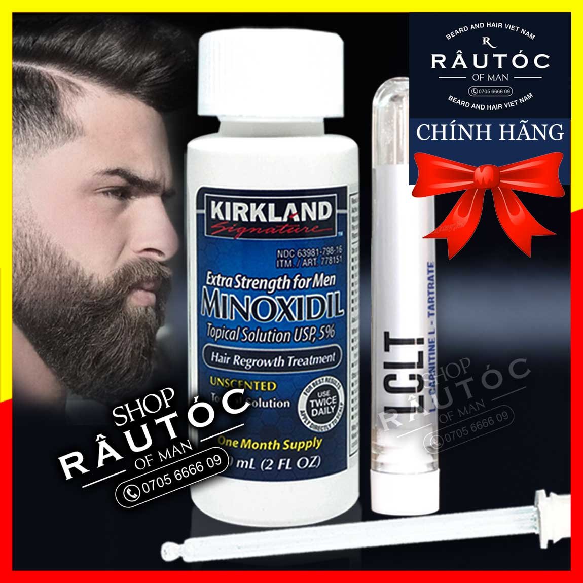 [Hcm]Minoxidil 5% Kirkland Hổ Trợ Mọc Râu Tóc + Lclt + Ống Bơm Thủy Tinh