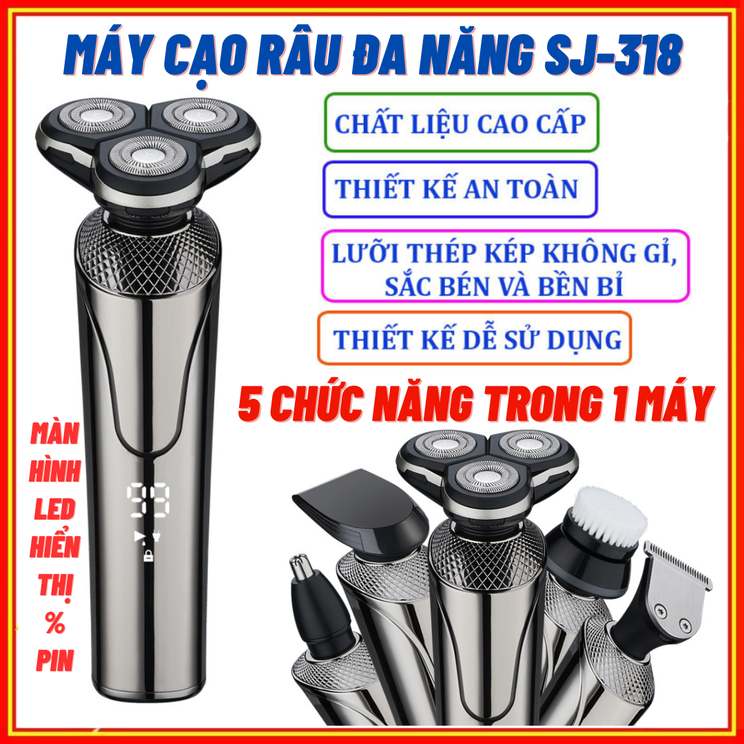 Máy cạo râu nam đa năng RQ-676 Shaver 5 trong 1 cạo râu tỉa lông mũi cắt tóc chống nước tuyệt đối má