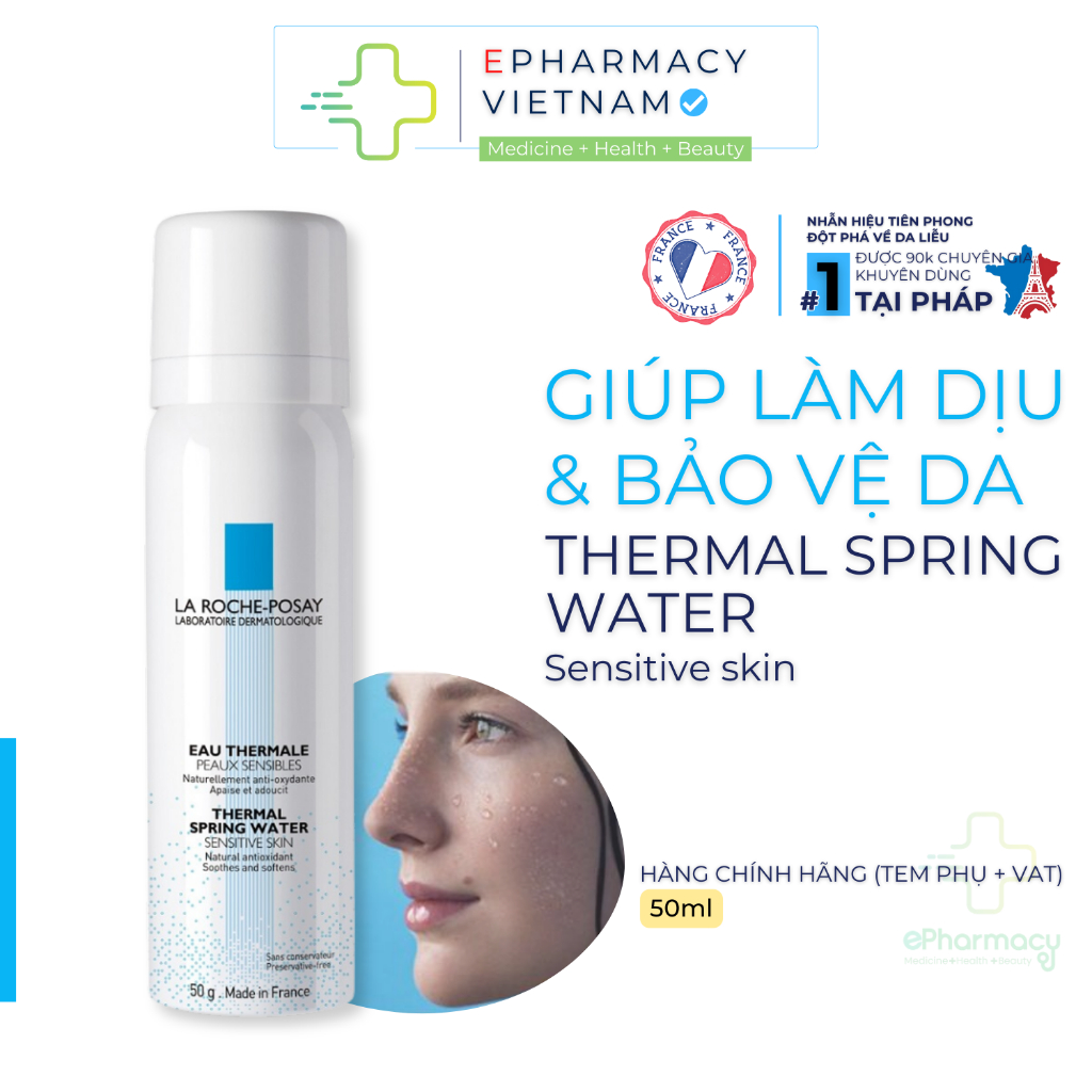 COMBO Xịt Khoáng LA ROCHE POSAY Thermal Spring Water [50ml] + Sữa rửa mặt La Roche-Posay Effaclar Pu