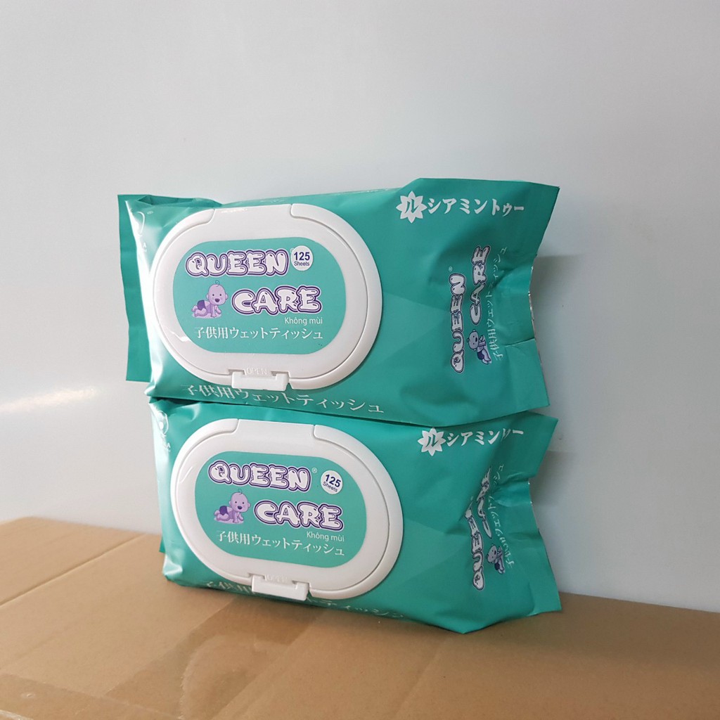 [Hcm]Khăn Giấy Ướt Queen Care 125 Tờ - Không Mùi - An Toàn Cho Mọi Loại Da - Hàng Xuất Khẩu