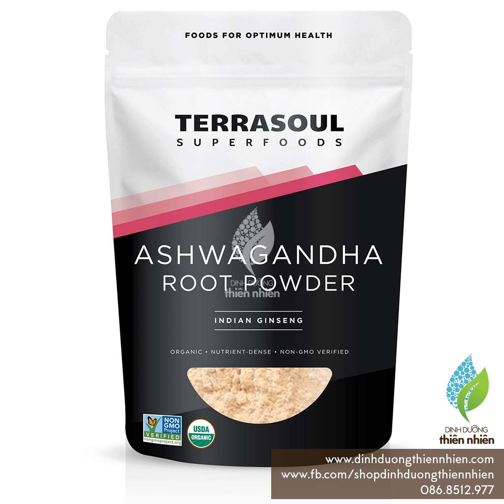 [HCM][TÚI NGUYÊN 454g] Bột Sâm Ấn Độ Hữu Cơ Terrasoul Organic Ashwagandha Root Powder India Gingsen