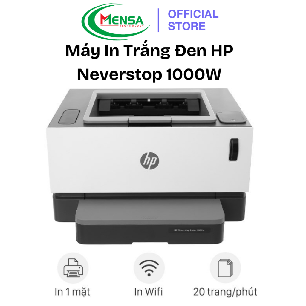 Máy In Laser Trắng Đen Neverstop 1000W Wifi (4RY23A) - Bản in rõ nét chất lượng cao máy in bằng wifi