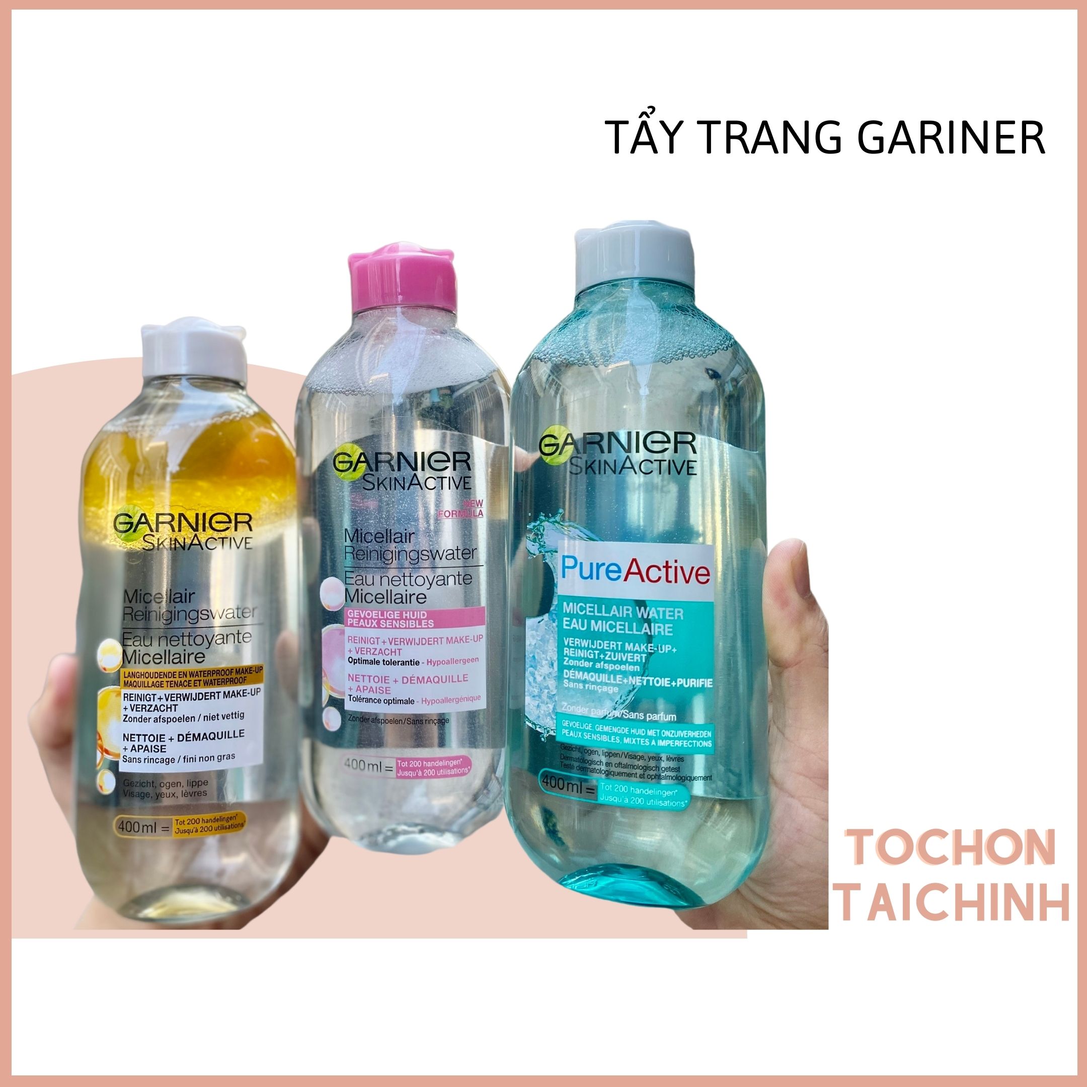 Nước Tẩy Trang Garnier Micellar - Hàng Pháp 3 Màu (Tớ Chọn Tài Chính)