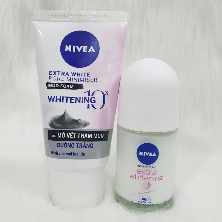 Combo Lăn Nivea Sáng Da Nữ 25Ml + Sữa Rửa Mặt Nivea Dưỡng Trắng Mờ Thâm Mụn Nữ 50G