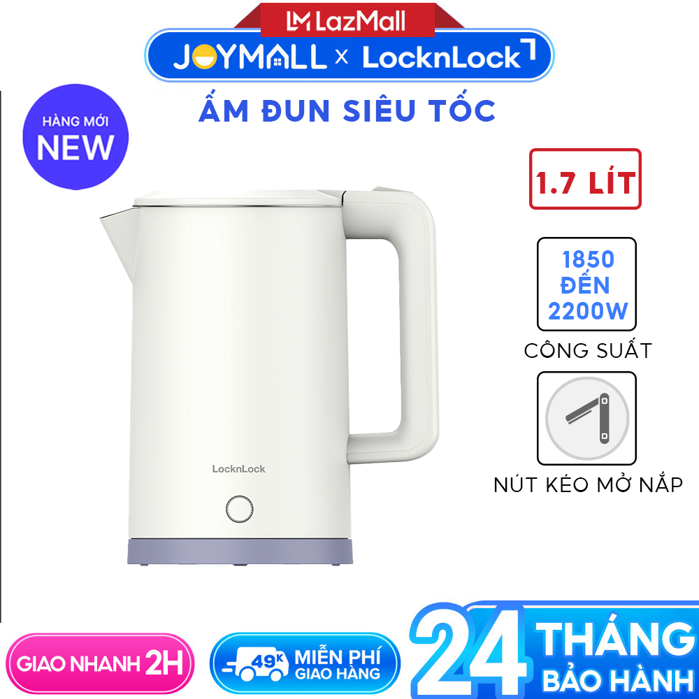 Ấm Đun Siêu Tốc LocknLock EJK728IVY 1.7L 1850-2200W Hàng Chính Hãng Nút Kéo Mở Nắp - JoyMall