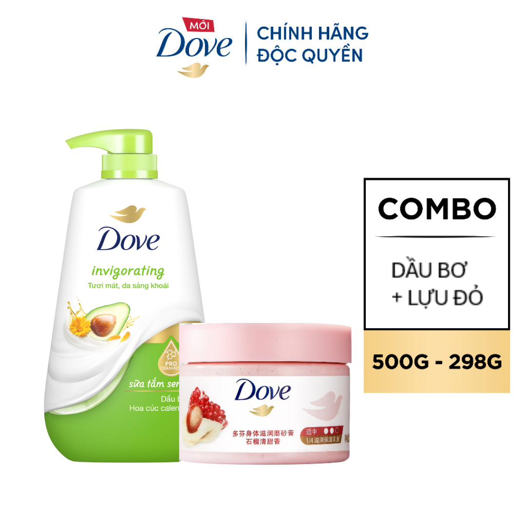 Combo Sữa tắm Dưỡng thể Dove 500g Da Mịn Hương Hoa 500g + Tẩy Da Chết Dưỡng Ẩm Dove Hương Hoa Anh Đà