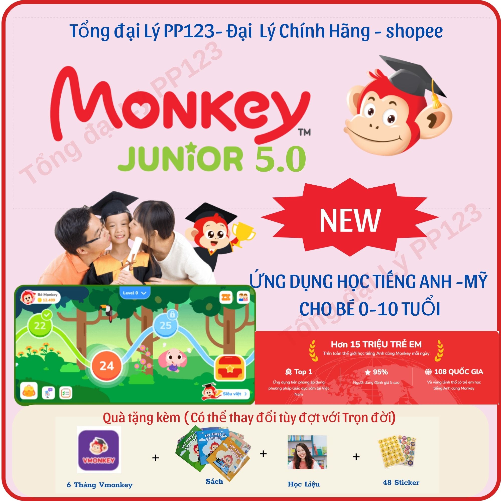 Monkey JUNIOR(Trọn đời) - Tiếng Anh cho bé 0-11 Tuổi