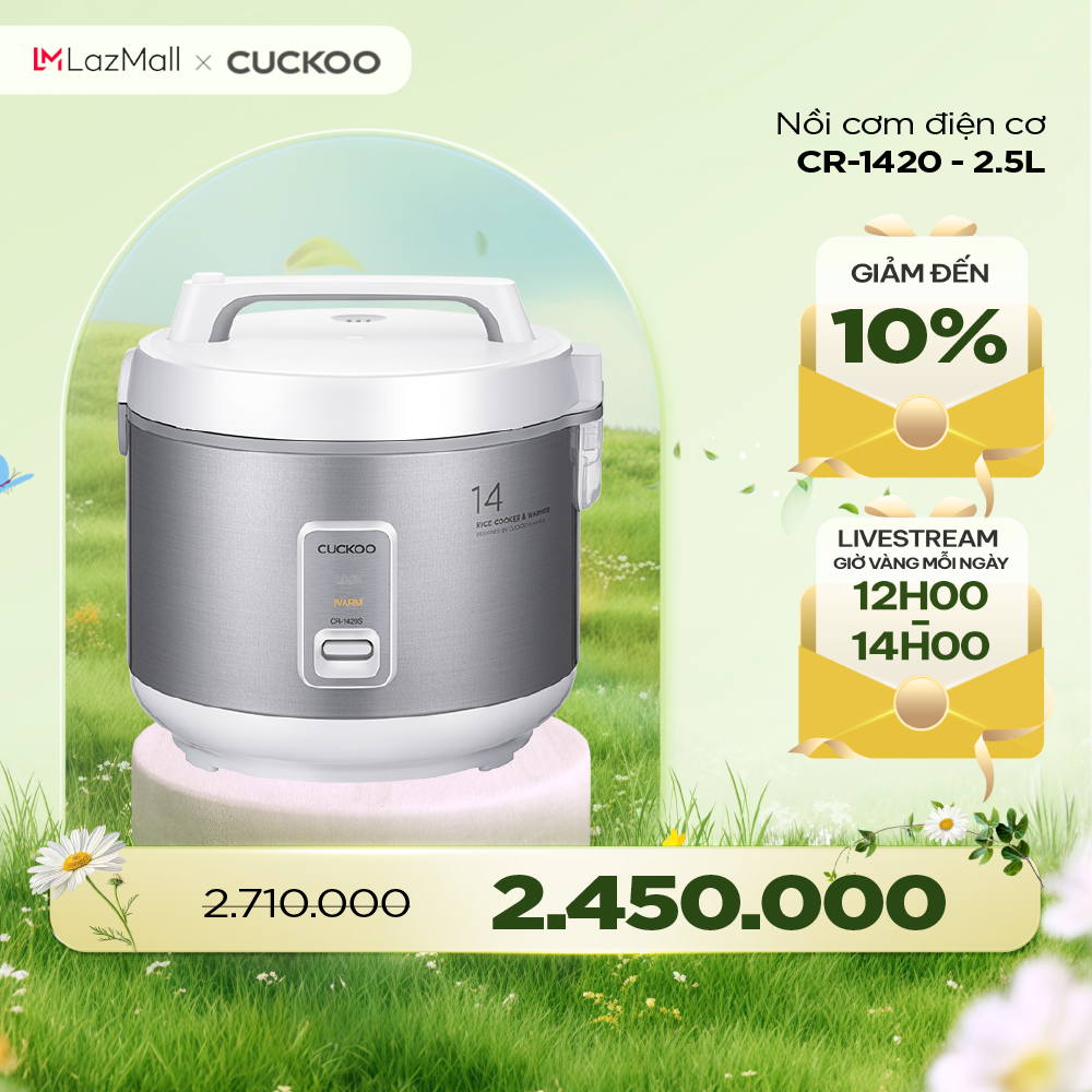 Nồi cơm điện Cuckoo 25 lít CR-1420 - Lòng nồi chống dính thích hợp cho gia đình lớn và bếp ăn - Hàng