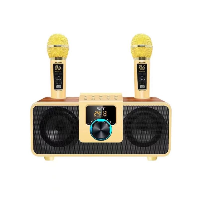 Loa karaoke bluetooth KEI K08 kèm 2 micro không dây Loa Kéo Mini Công Suất Loa Lớn. Loa karaoke bluetooth Thiết Kế Với Bộ Điều Chỉnh Bass Echo Âm Lượng Trên Micro có màn hình LCD Đầy đủ cổng kết nối USB AUX TF card