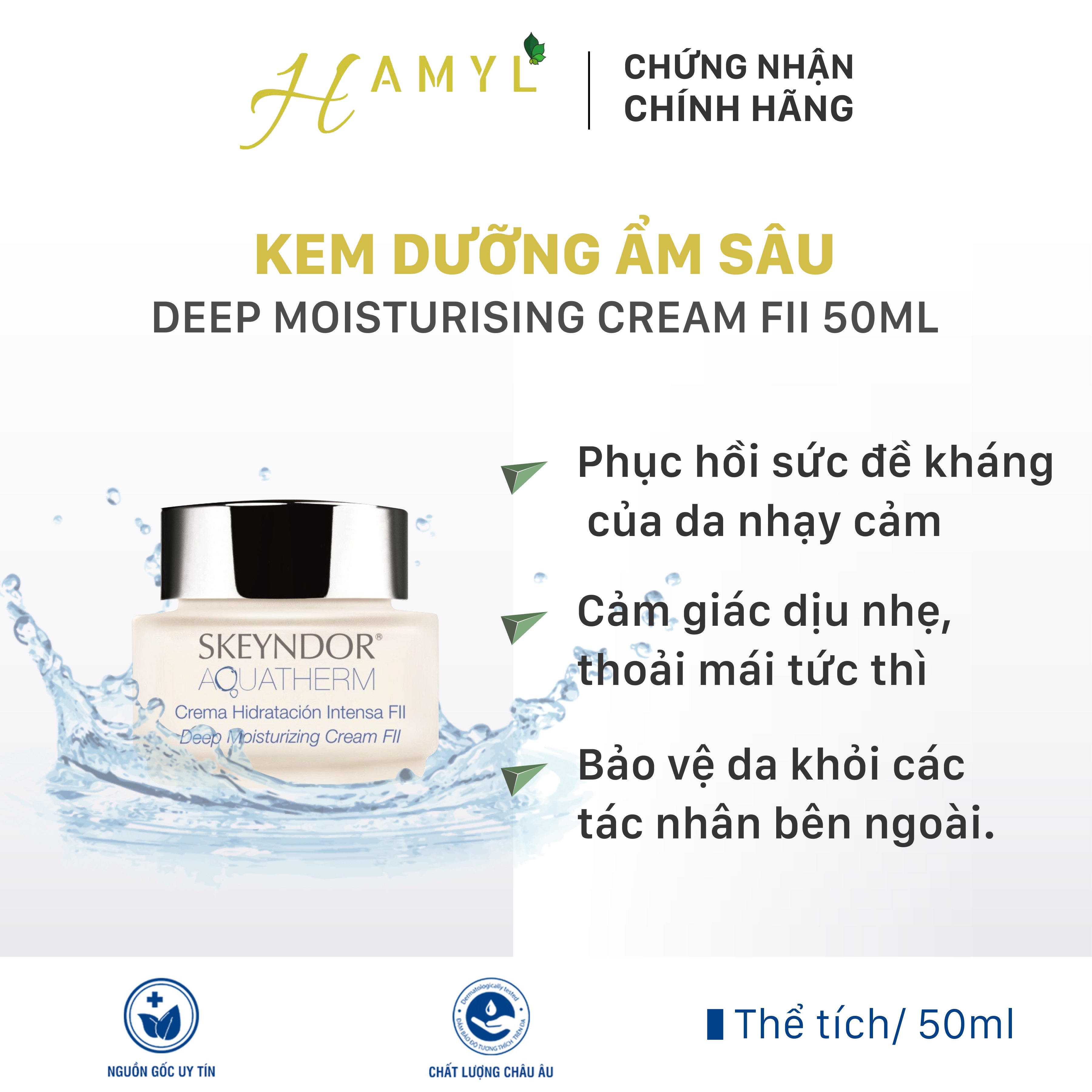 Skeyndor Aquatherm Kem Dưỡng Ẩm Sâu Dành Cho Da Nhạy Cảm Deep Moisturising Cream Fii