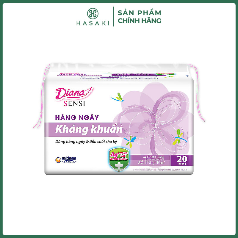 Băng Vệ Sinh Diana Hàng Ngày Sensi Kháng Khuẩn Gói Sensi 155 mm