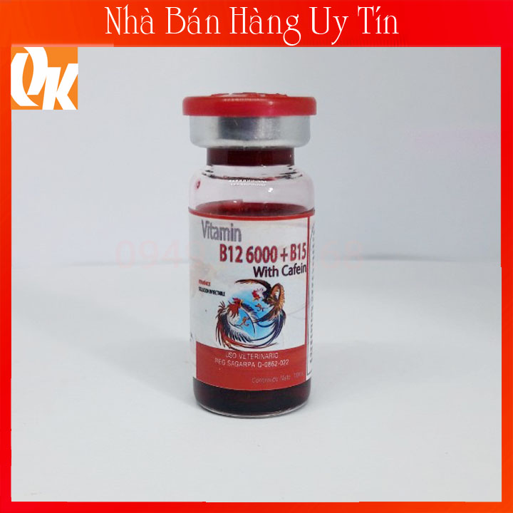 B12 6000 + B15 With Cafein Chai Zin 10ml-Kích Gà Đá Bo Khủng-Dẻo Dai-Trợ Tim Cho Chiến Kê Tăng Sức M