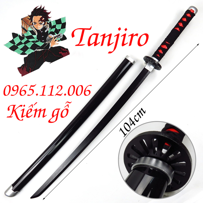 Kiếm gỗ Cosplay nhân vật Zenitsu trong Kimetsu no Yaiba bằng GỖ dài 1m (Có quà tặng kèm)