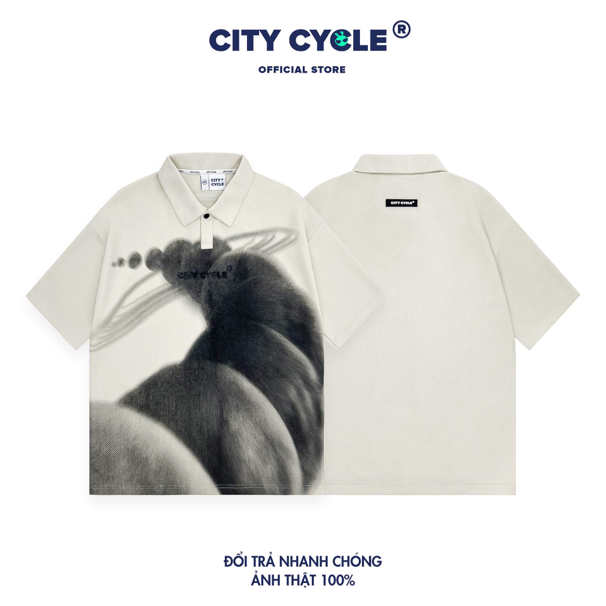 Áo Polo Local Brand Migration V2 thun cổ bẻ City Cycle form rộng oversize nam nữ