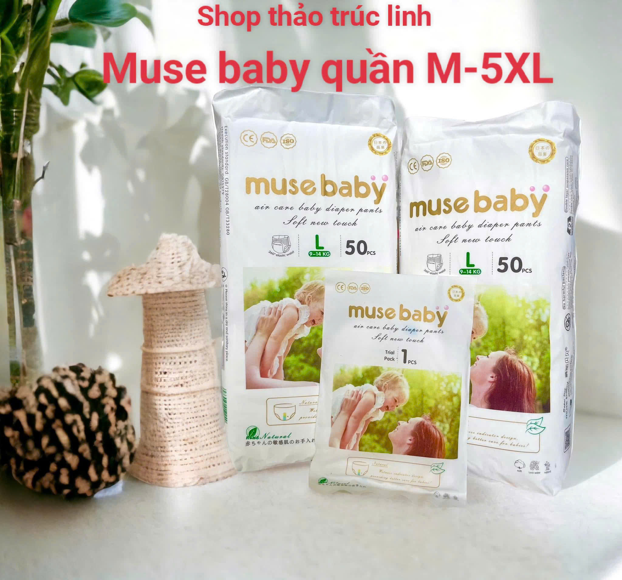 [HCM] Bỉm/Tã Quần Cao Cấp MUSEBABY 50 miếng size S đến 5XL