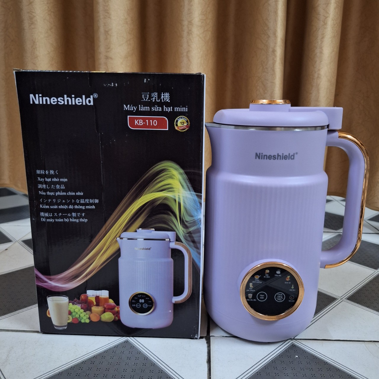 Máy làm sữa hạt Nineshield KB-110 dung tích 1000ml/Máy xay nấu sữa hạt đa năng mini KB-108 cao cấp c