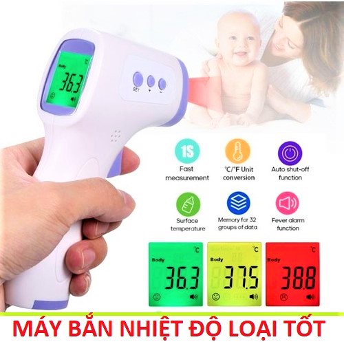 Nhiệt Kế Hồng Ngoại Đo Trán Không Tiếp Xúc Phiên Bản Mới Màn Hình Cảnh Báo 3 Màu Máy Kiểm Tra Nhiệt Độ Cơ Thể Loại Tốt Đo Chuẩn Cách Chọn Nhiệt Kế Hồng Ngoại Chuẩn