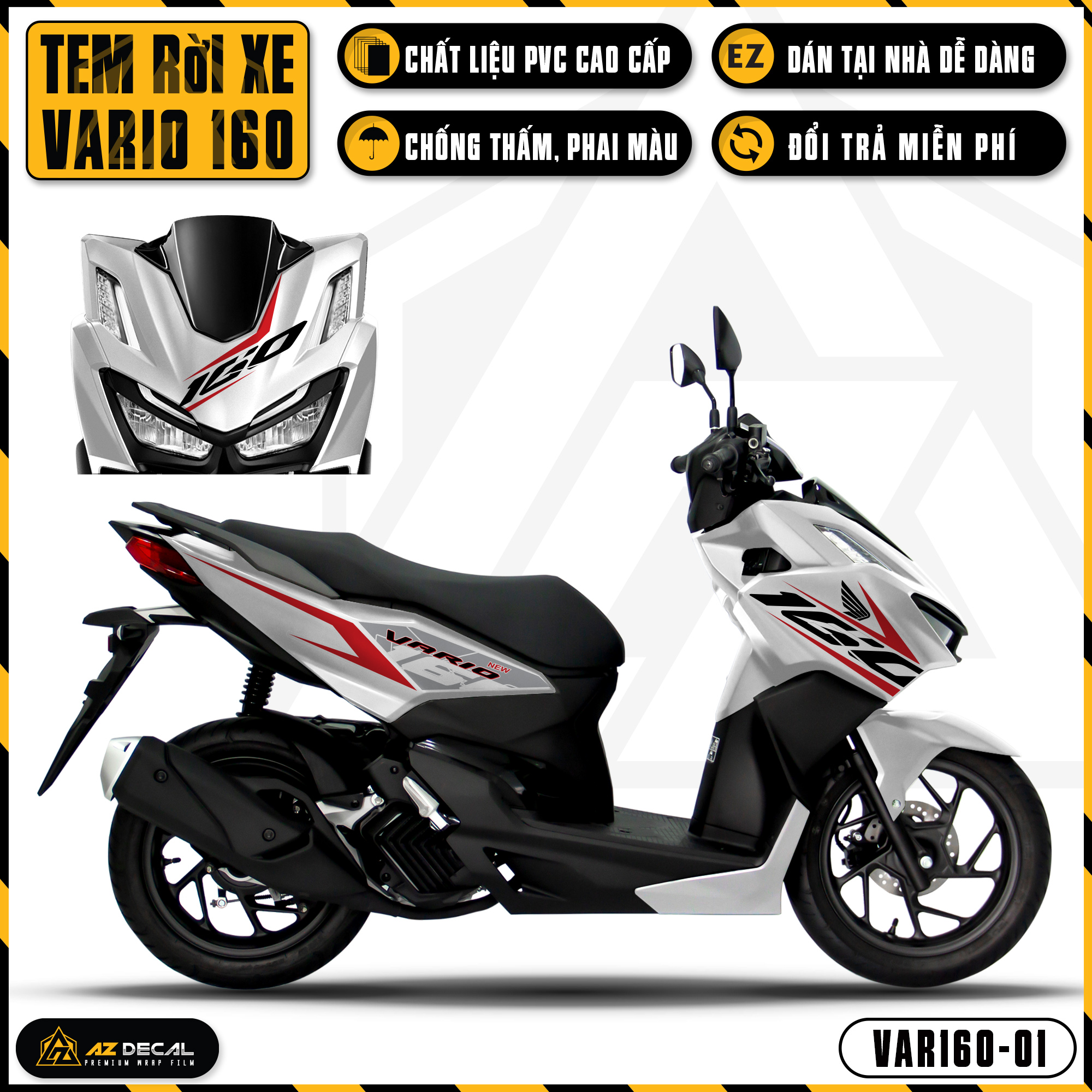 Tem Xe Vario 160 2023 Mẫu số 160 Cực Chất | VAR160-01 | Team Decal Dán Xe Máy Chống Nước Bền Màu Cho