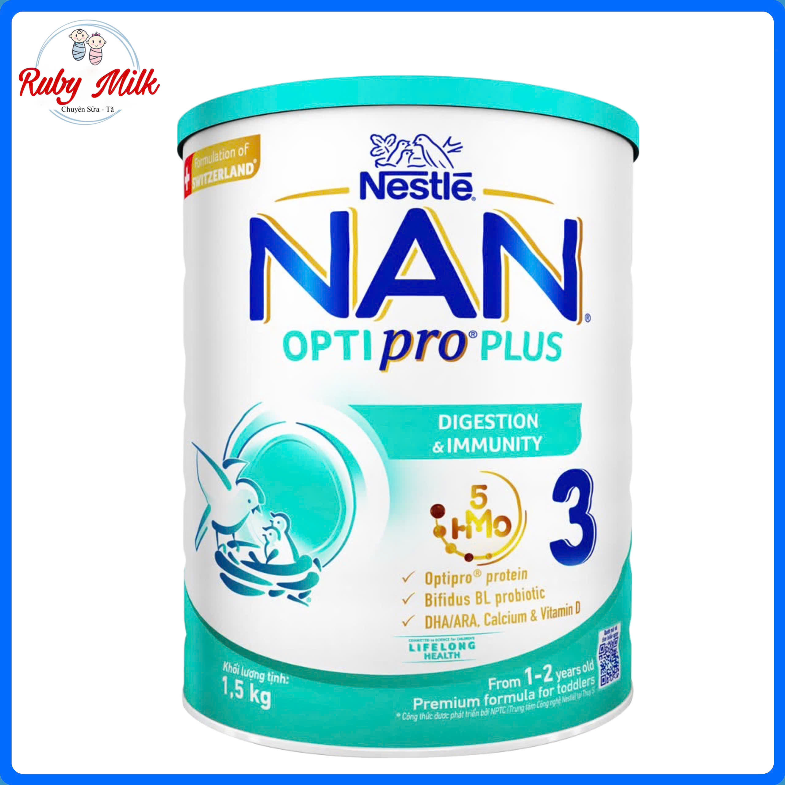 Sữa Bột Nan Optipro số 3 lon 1.5kg Cho bé 1-2 tuổi