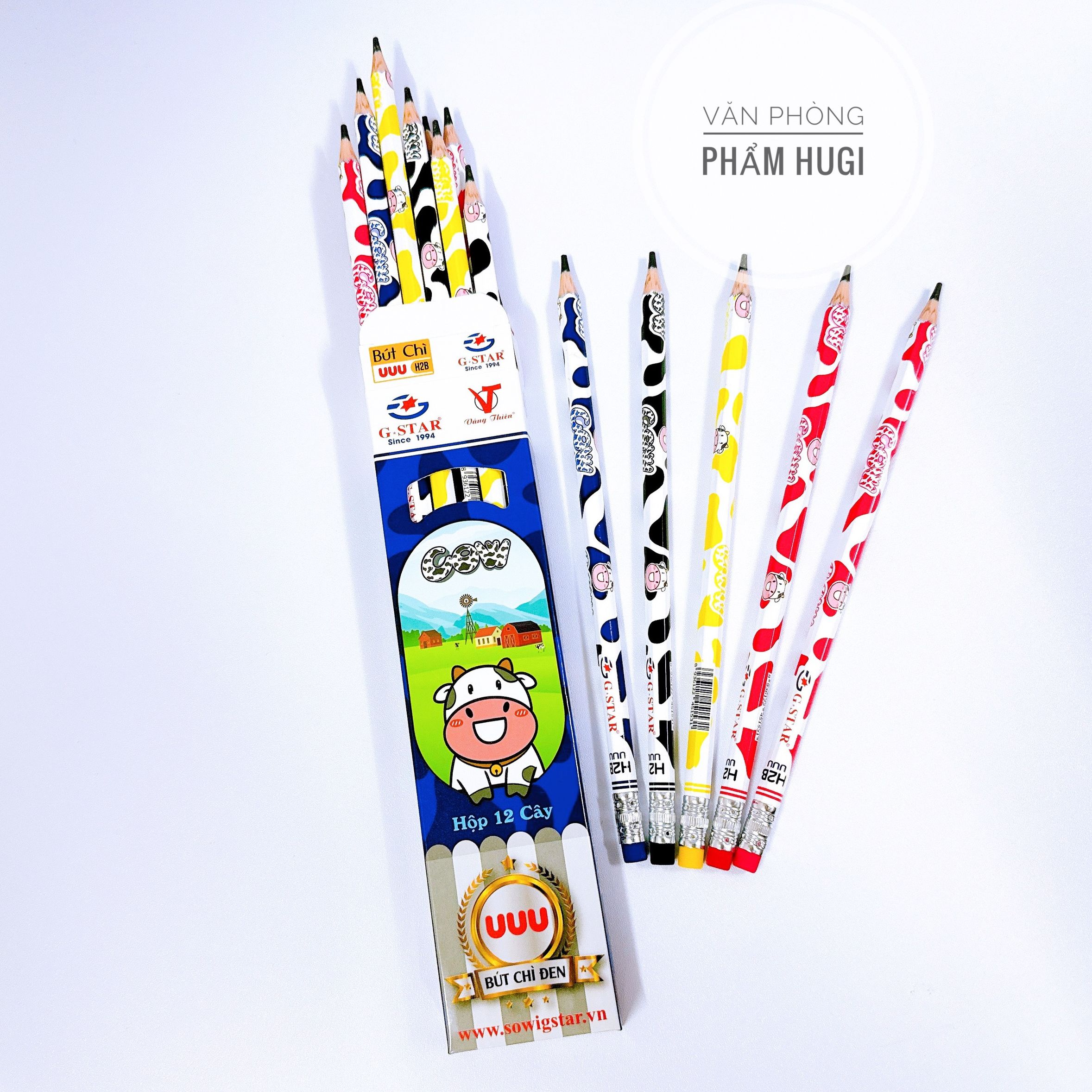 Hộp 12 cây bút chì đen ngòi HB (GS-UUU) họa tiết dễ thương