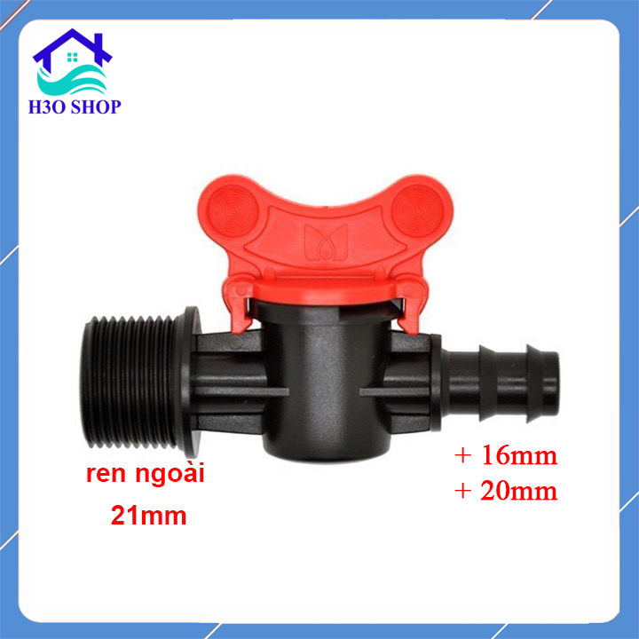 Van khởi thủy ren ngoài 21mm khóa ống PE/LDPE 16mm 20mm - Van khóa ống