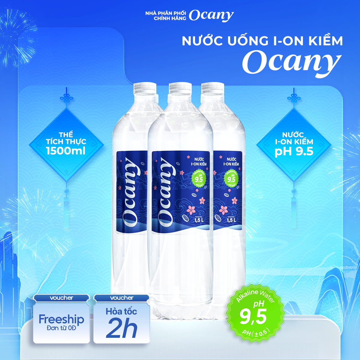 Nước uống ion kiềm alkaline Ocany chai 15l