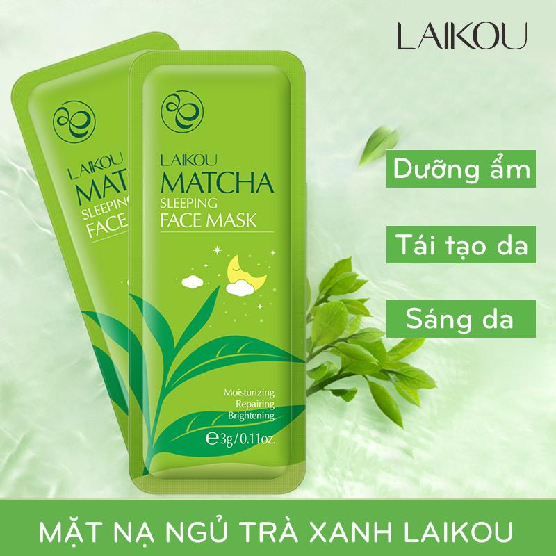 Mặt nạ ngủ Laikou Sakura Sleeping Face Mask  Bịch 15 Miếng Mặt Nạ Ngủ Trà Xanh Matcha Mud Mask Laikou