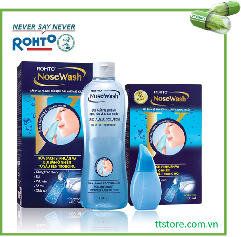 Bộ Vệ Sinh Mũi Rohto Nosewash 400Ml / Miniset 150Ml [Nose Wash Mini Set]