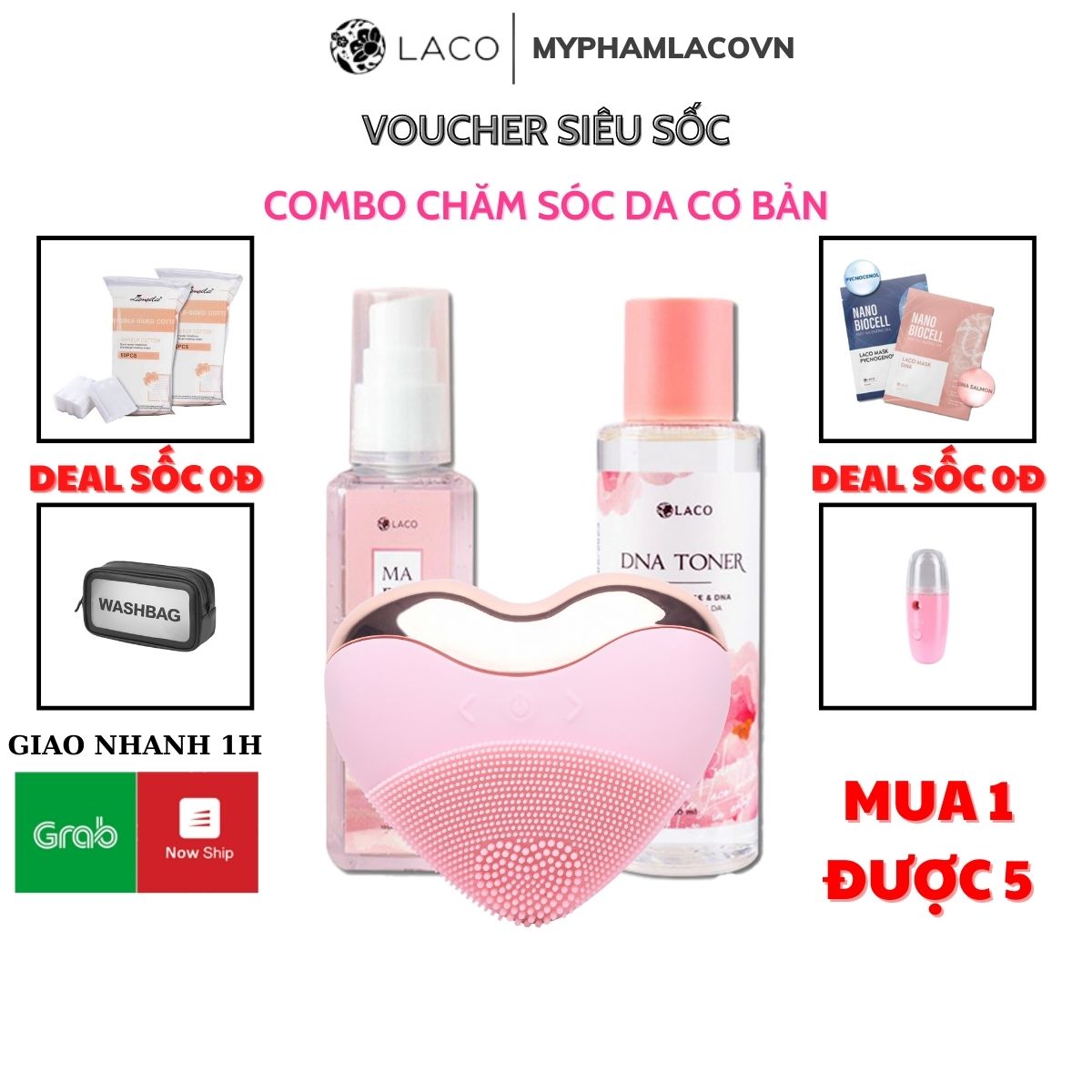 Combo Chăm Sóc Da Cơ Bản (Máy Rửa Mặt Laco Luxury + Sữa Rửa Mặt Marosa + Toner DNA)