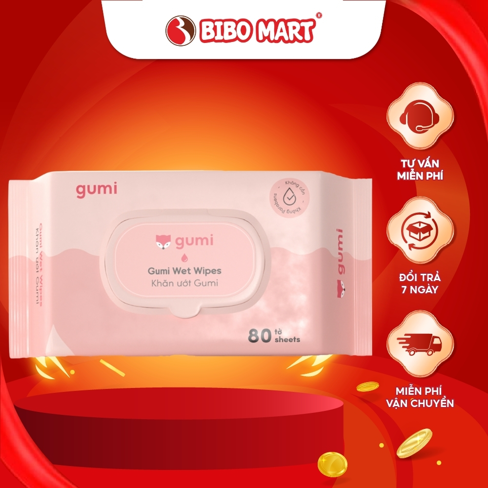 Khăn Giấy Ướt Gumi Có Nắp 80 Tờ