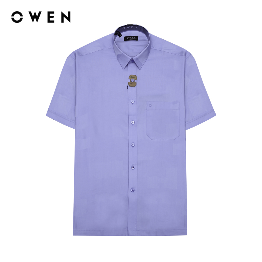 OWEN -  Áo sơ mi ngắn tay Body Fit AB240522NT màu Xám chất liệu Bamboo