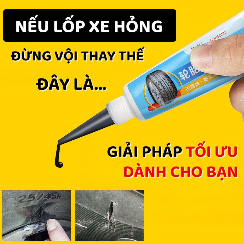 Keo dán vá lốp ô tô xe máy bền chắc như mới keo sửa chữa vết nứt lốp chuyên dụng độ đàn hồi cao chịu