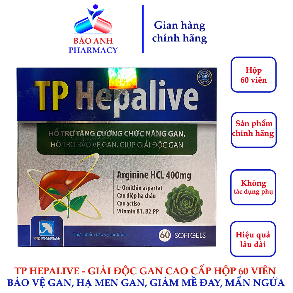 TP HEPALIVE - GIẢI ĐỘC GAN CAO CẤP BẢO VỆ GAN HẠ MEN GAN GIẢM MỀ ĐAY MẨN NGỨA - HỘP 60 VIÊN