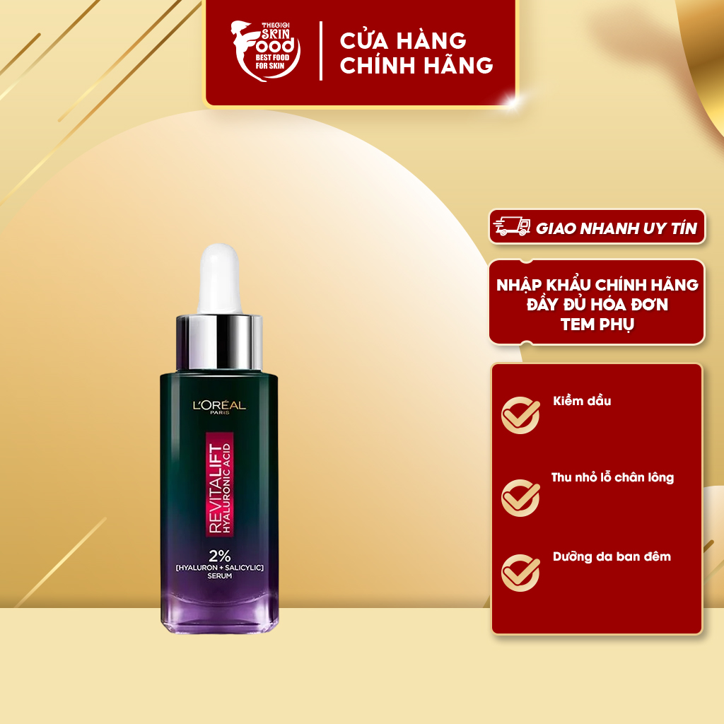 Serum Kiềm Dầu Ban Đêm Niacinamide 2% LOreal Revitalift Hyaluronic Acid Oil Control Serum 30ml