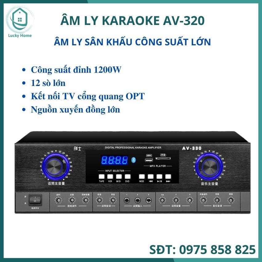 Đẩy liền vang đẩy công suất liền vang Âm ly karaoke AV - 320 âm ly karaoke gia đình công suất lớn 1200W âm ly đa kênh phù hợp với mọi loại loa âm ly 12 sò âm ly gia đình âm ly hát