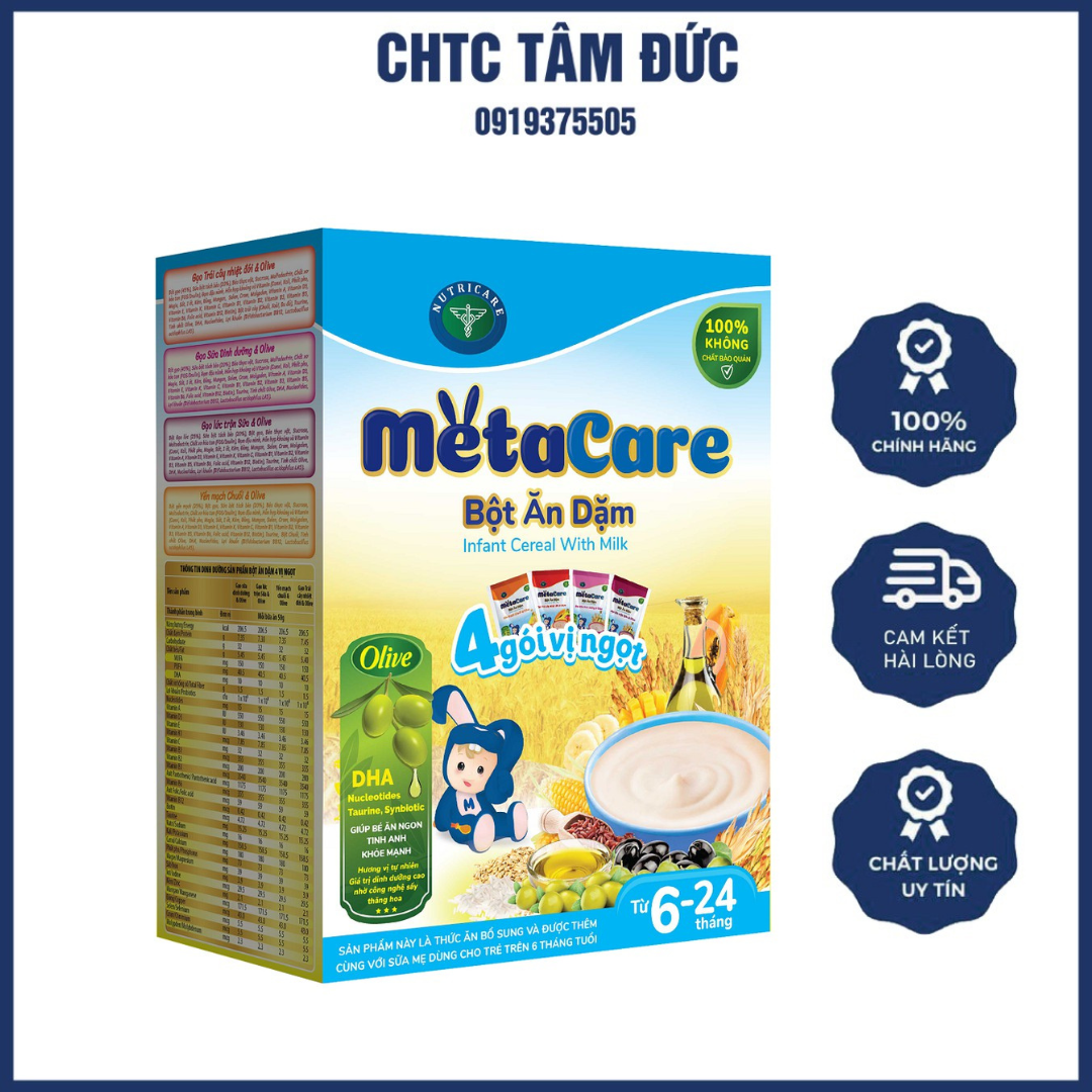 Bột Ăn Dặm Metacare 4 Gói Vị Ngọt Dinh Dưỡng Toàn Diện Cho Bé Tinh Anh Khỏe Mạnh
