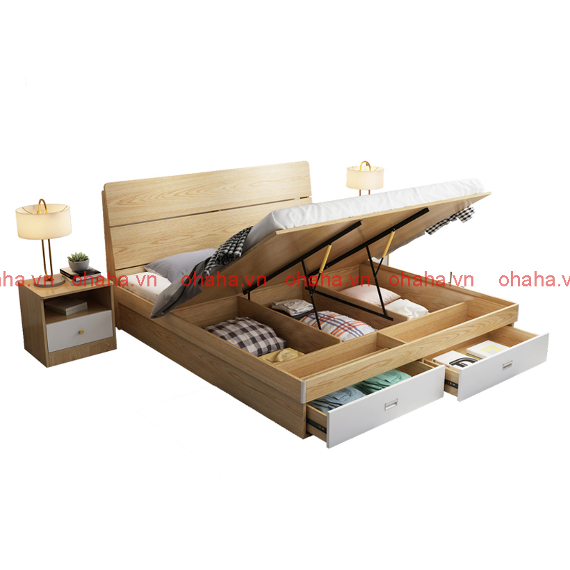 [ Freeship HCM ] [Trả góp 0%]GIƯỜNG NGỦ GỖ CÔNG NGHIỆP CAO CẤP OHAHA - GC011 - VÀNG