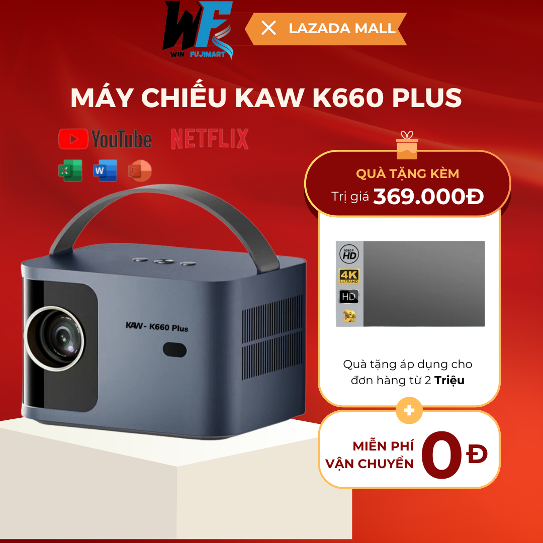Máy chiếu mini KAW K560/K650/K960, máy chiếu mini loại mới, máy chiếu phim lên tường, máy chiếu 4K, 