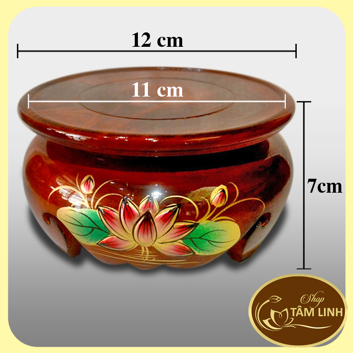 Đôn gỗ tròn kê tượng thờ cúng khắc hoa sen nổi - nhiều cỡ
