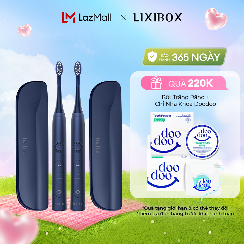 Combo Bàn chải điện làm trắng răng Halio Sonic Whitening Electric Toothbrush PRO (Bộ đôi cùng màu)