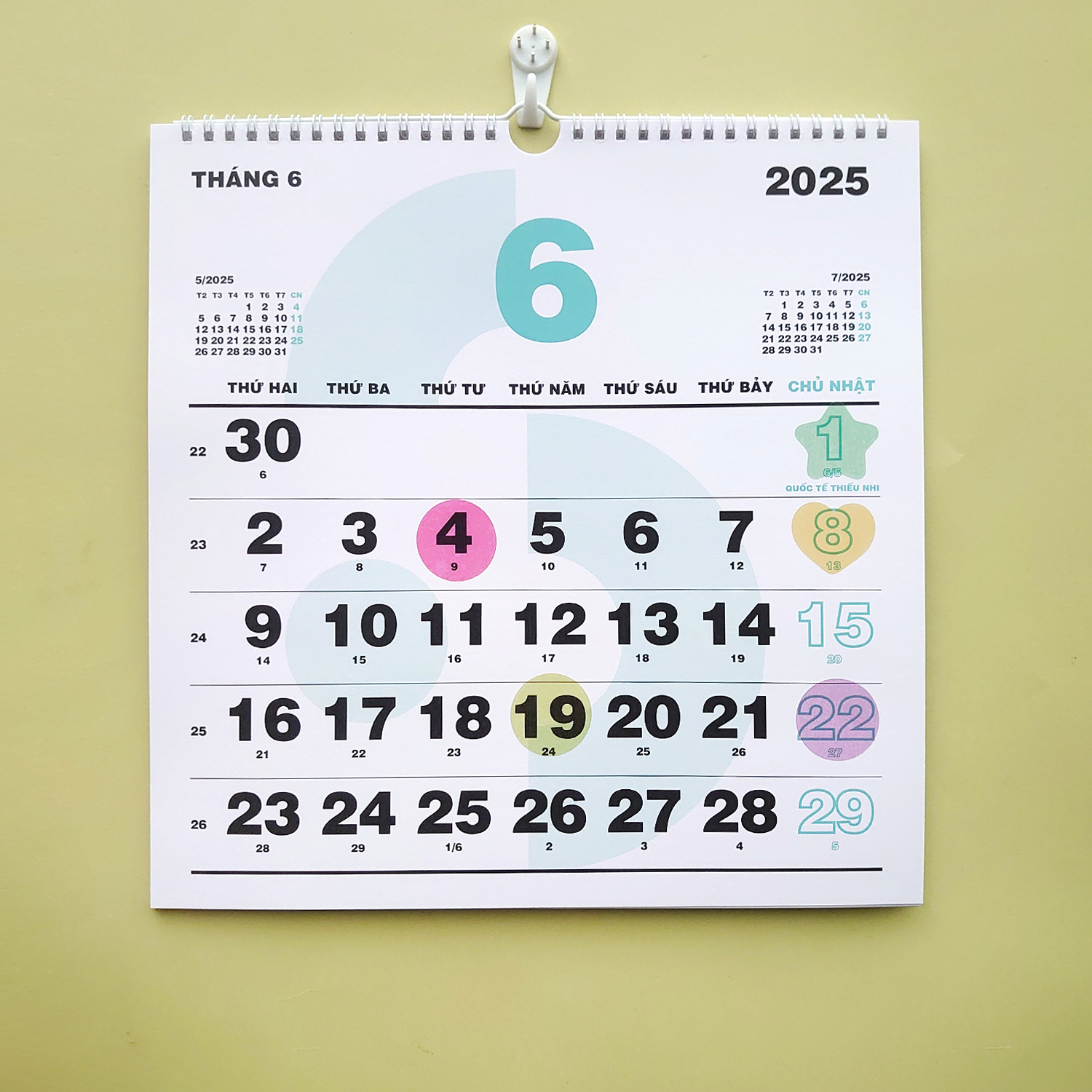[2026]Lịch treo tường 30x30cm 2026 COLOR- CÓ LỊCH ÂM ( TẶNG STICKER NOTE) note ngày lễ Việt Nam ghi chú planner