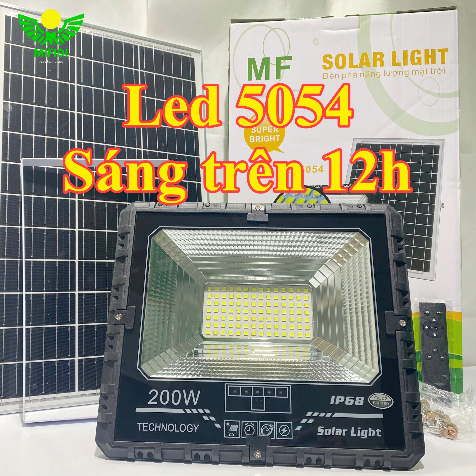 Đèn năng lượng mặt trời pha 1000W - 500W - 300W - 200W - 100W - 60W cao cấp sáng trên 12h chính hãng Mifidi Solar ánh sáng trắng tấm pin lớn - BH VIP MIỄN PHÍ tận nhà 2 năm