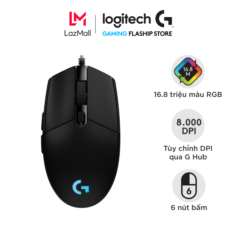 Chuột game có dây Logitech G102 Lightsync - Tùy chỉnh RGB 6 nút lập trình nhẹ 8000 DPI cảm biến chuy