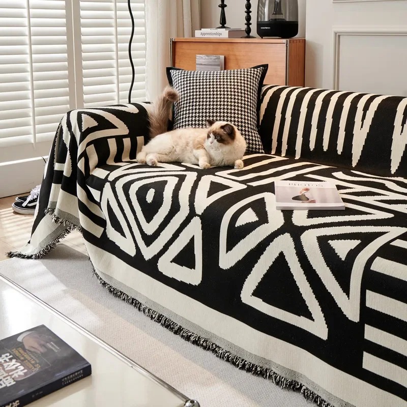 Khăn thảm phủ ghế Sofa Loại họa tiết thổ cẩm Chăn đắp thư giãn Thảm decor cao cấp (Full Size)