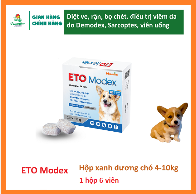 "Hoàn tiền đến 10%" Vemedim ETO Modex - Diệt ve rận bọ chét điều trị viêm da do Demodex Sarcoptes ch