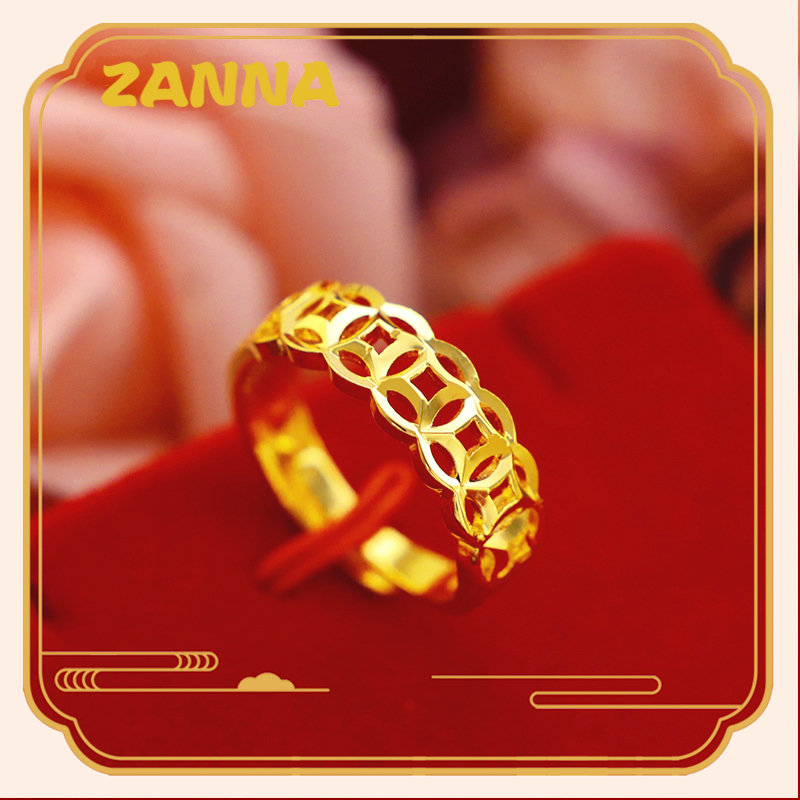 Vàng 24K Ả Rập Xê Út Nasasangla 100% Vàng Vàng Nguyên bản Đồng xu May mắn Mở nhẫn cho phụ nữ